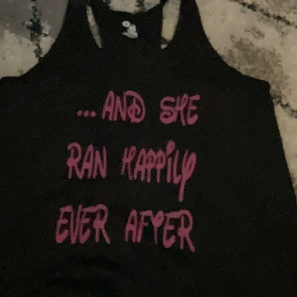 Black Tank Top with Pink Text